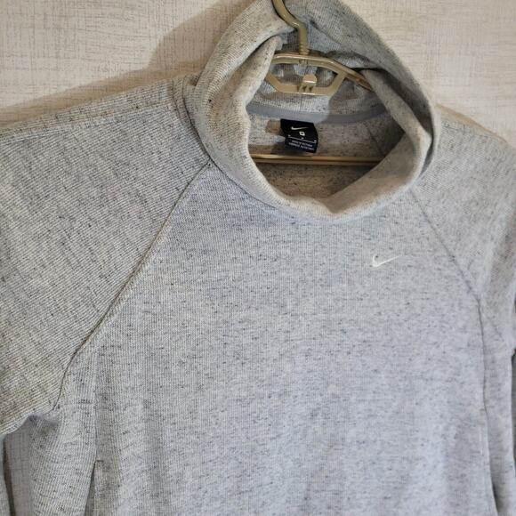 Nike Pullover Sweater Pullover Womens Medium Funnel Neck Gray Pockets Sweatshirt - Picture 2 of 11
